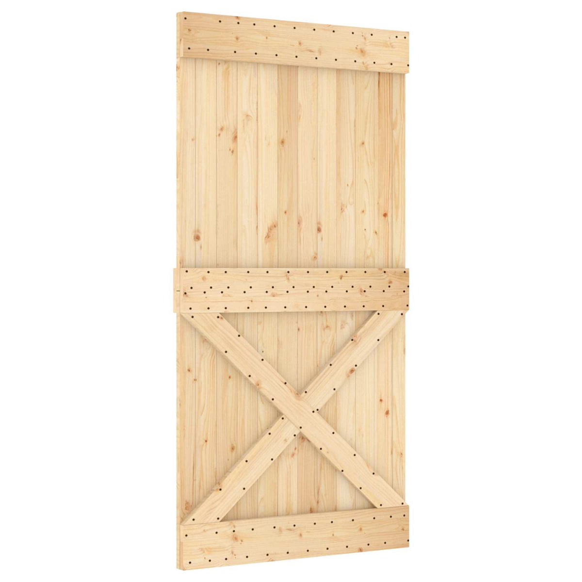 Sliding Door Natural and White 100 x 210 cm Solid Pine Wood