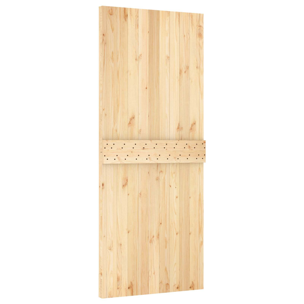 Sliding Door Natural and Black 85 x 210 cm Solid Pine Wood