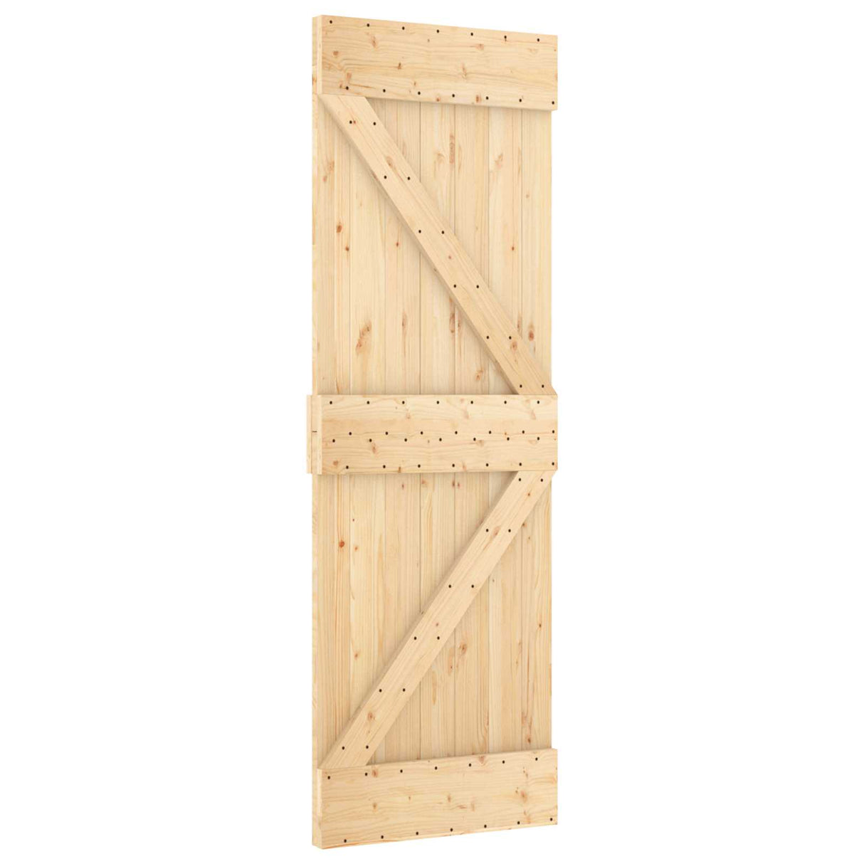 Sliding Door Natural and White 70 x 210 cm Solid Pine Wood