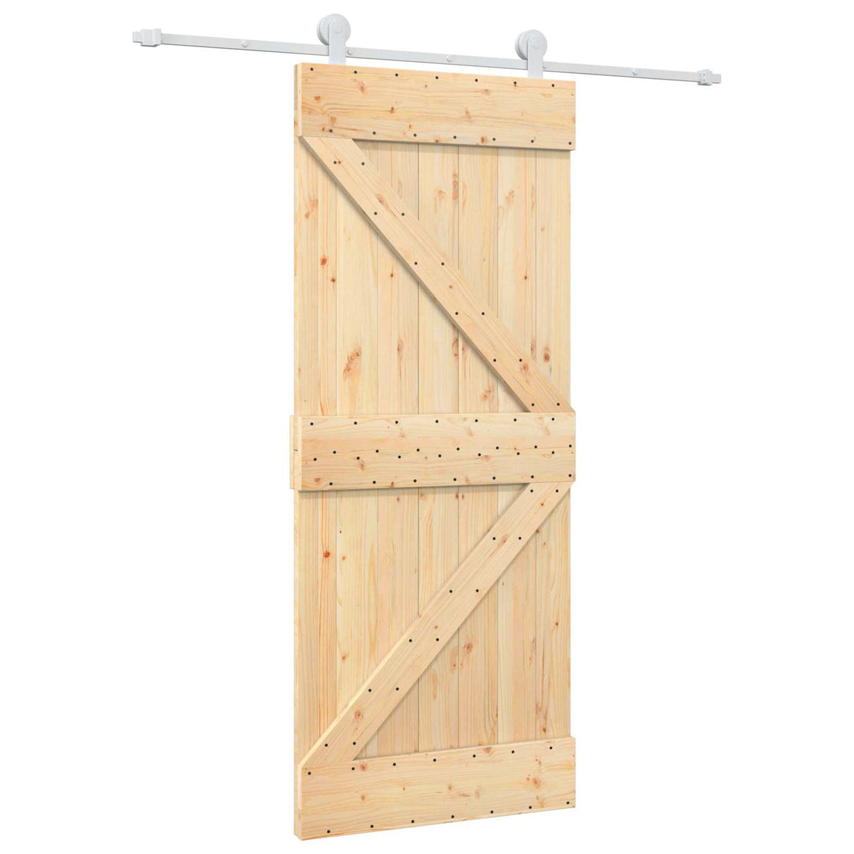 Sliding Door Natural and White 85 x 210 cm Solid Pine Wood