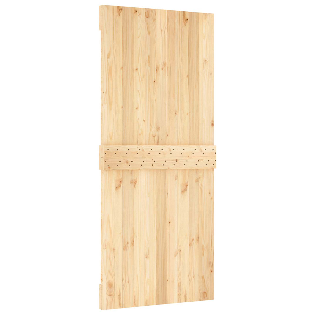 Sliding Door Natural and White 90 x 210 cm Solid Pine Wood