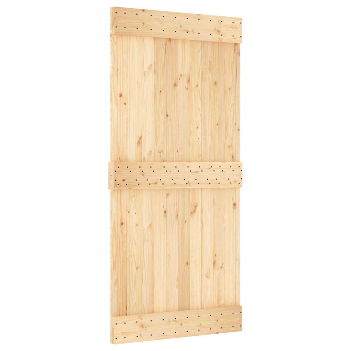 Sliding Door Natural and White 95 x 210 cm Solid Pine Wood