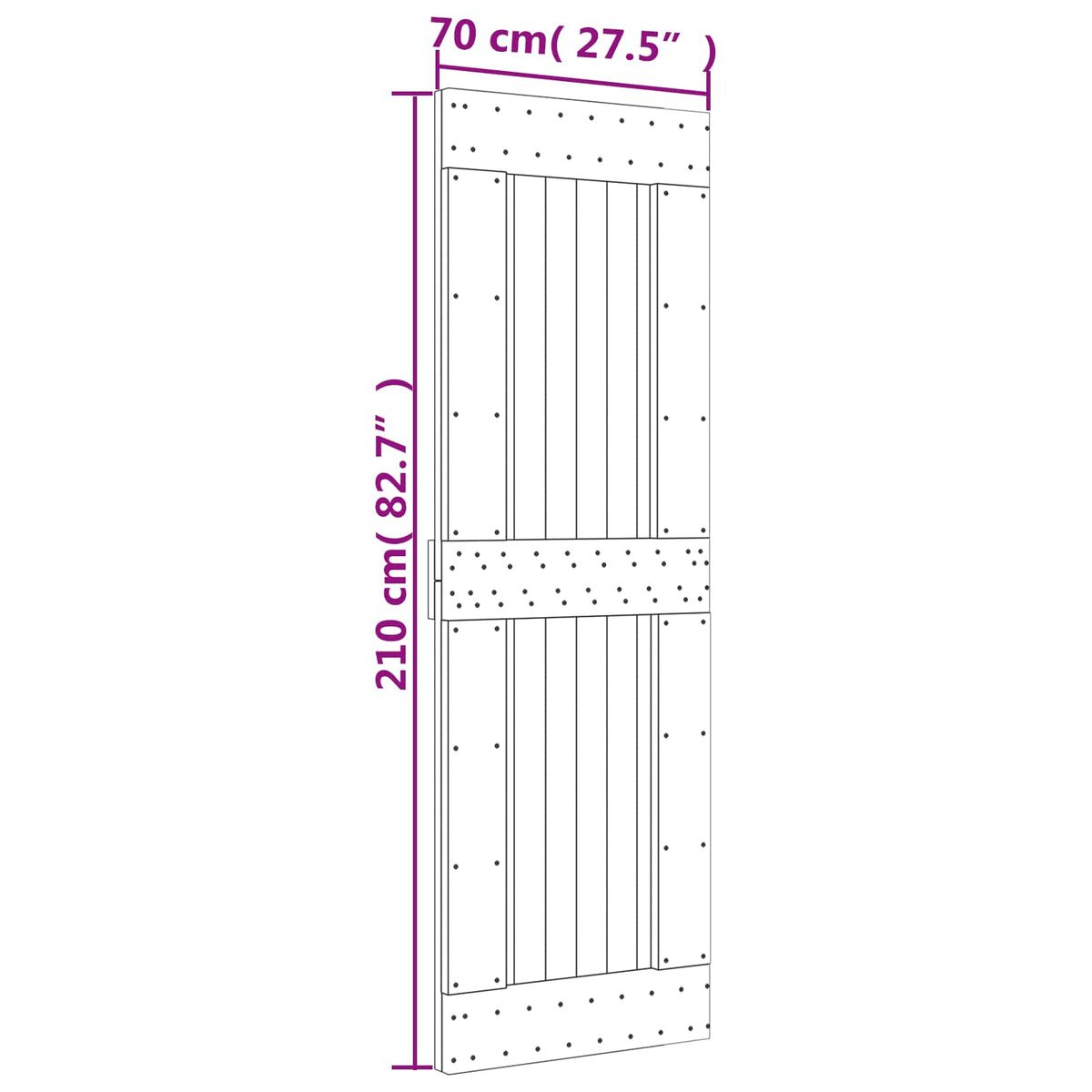 Sliding Door Natural and White 70 x 210 cm Solid Pine Wood