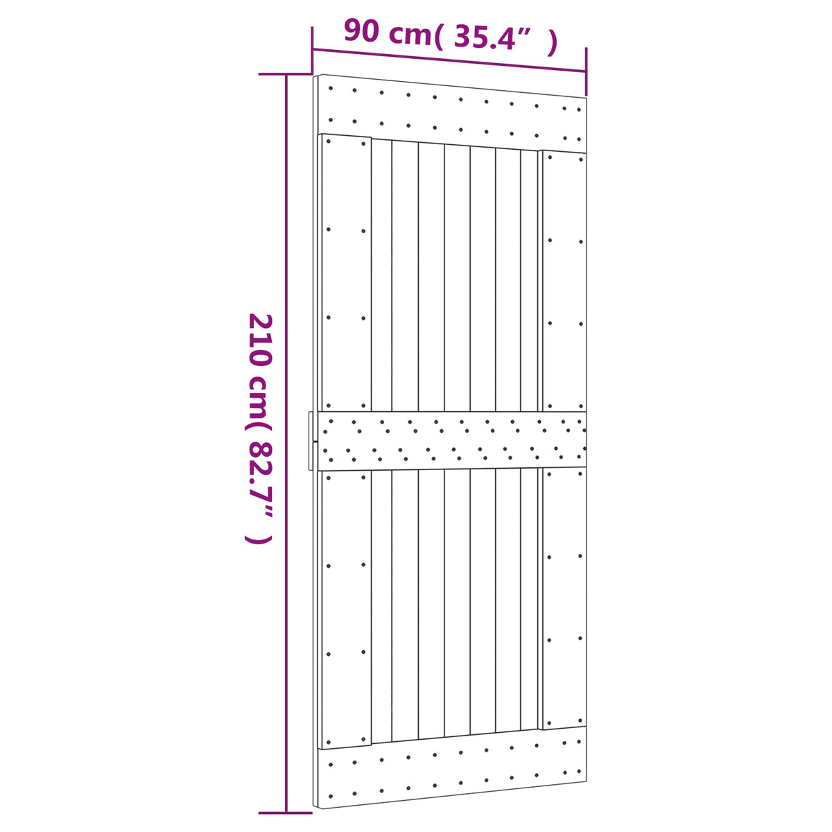 Sliding Door Natural and White 90 x 210 cm Solid Pine Wood