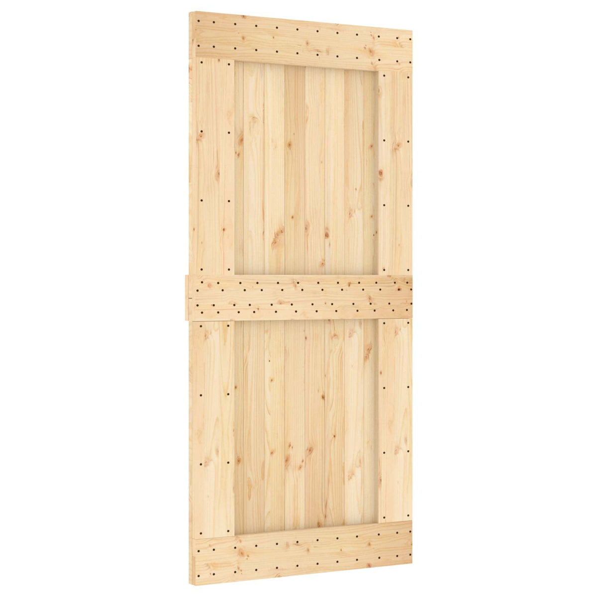 Sliding Door Natural and White 95 x 210 cm Solid Pine Wood