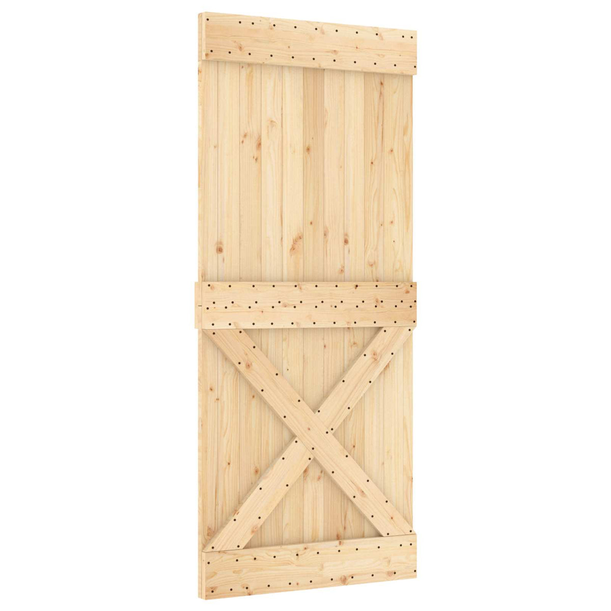 Sliding Door Natural and Black 90 x 210 cm Solid Pine Wood