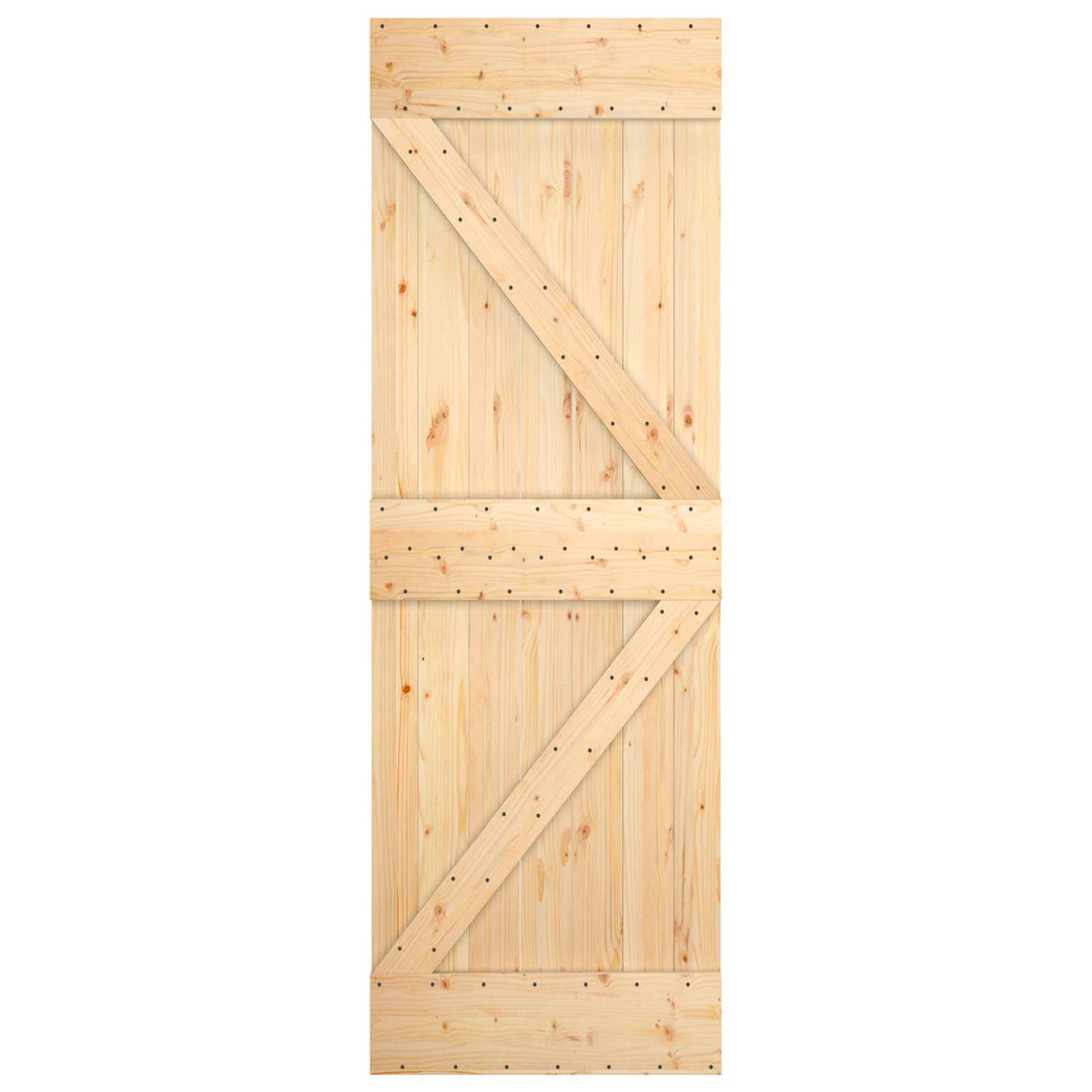 Sliding Door Natural and White 70 x 210 cm Solid Pine Wood