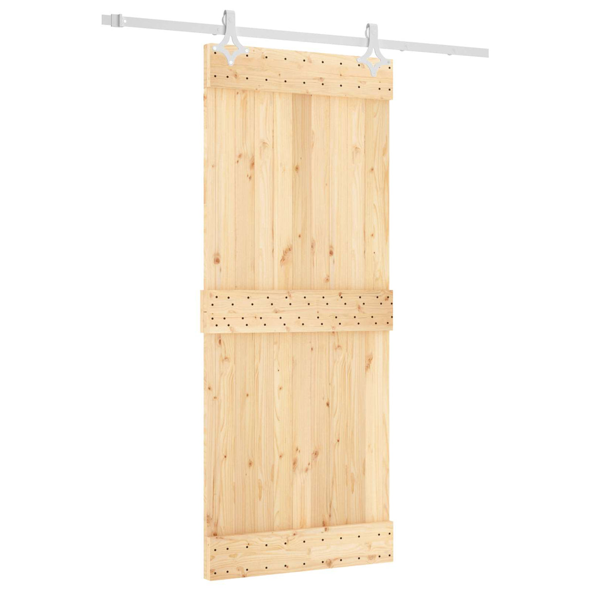 Sliding Door Natural and White 85 x 210 cm Solid Pine Wood