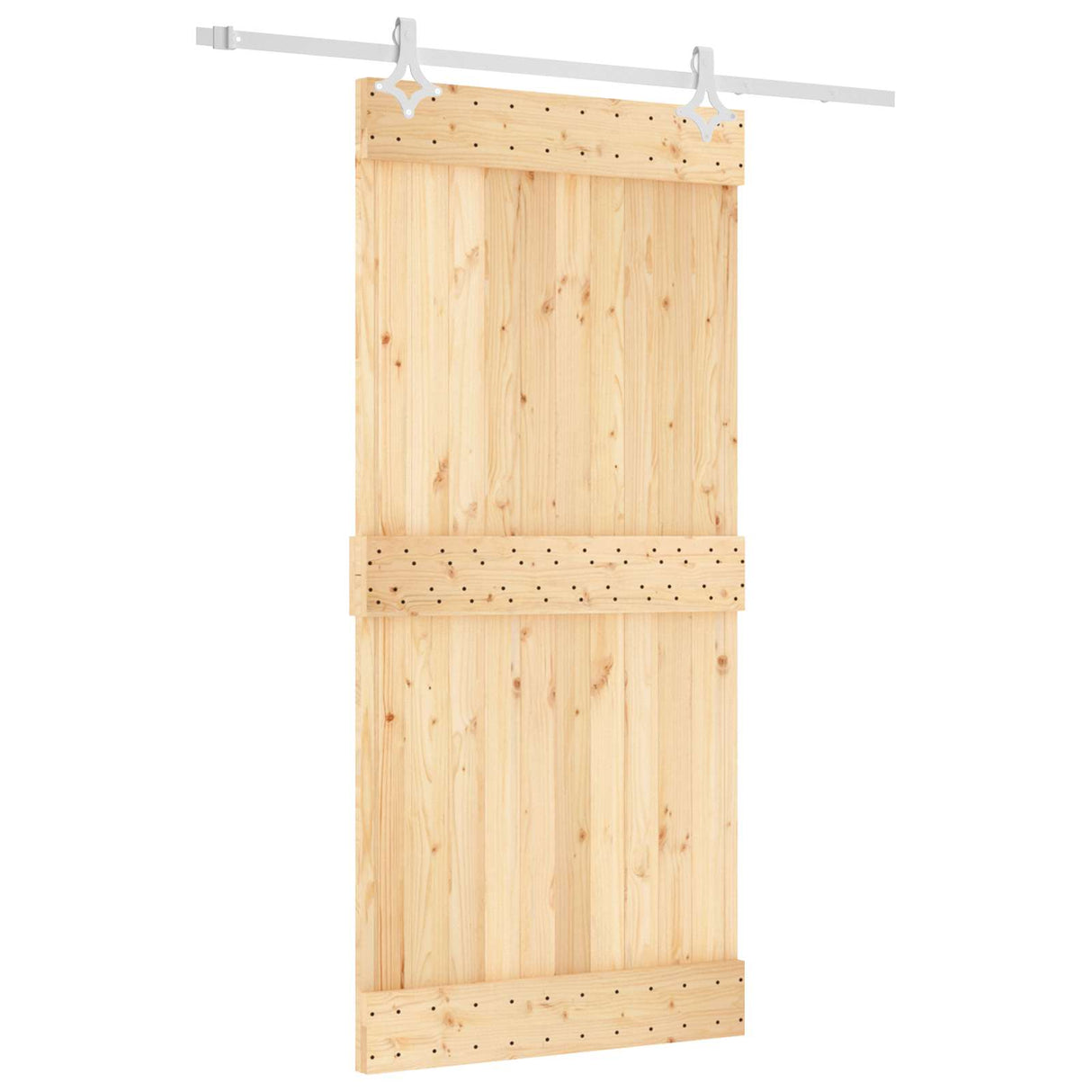 Sliding Door Natural and White 95 x 210 cm Solid Pine Wood