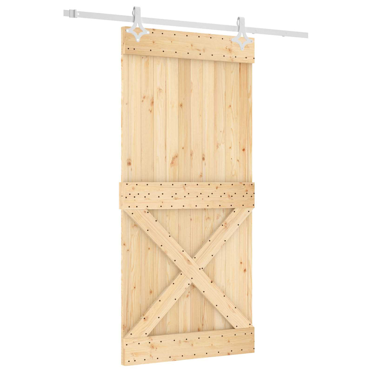 Sliding Door Natural and White 95 x 210 cm Solid Pine Wood