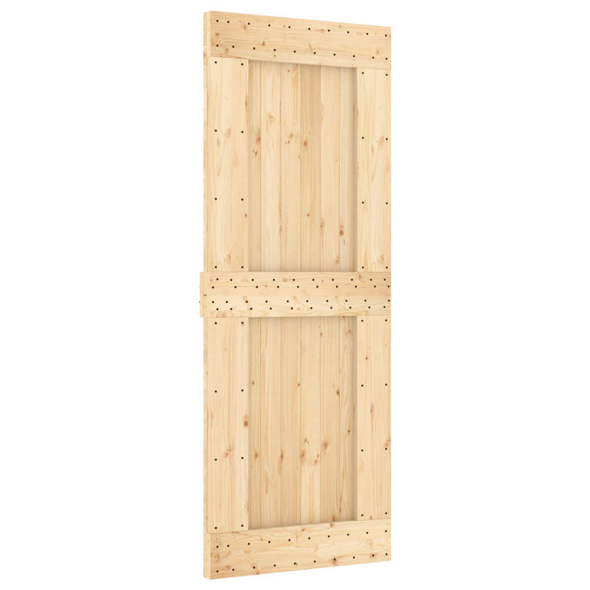 Sliding Door Natural and Black 80 x 210 cm Solid Pine Wood