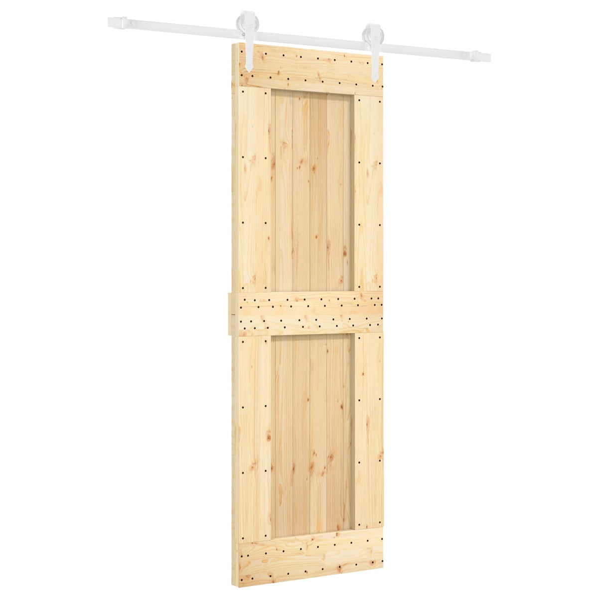 Sliding Door Natural and White 70 x 210 cm Solid Pine Wood