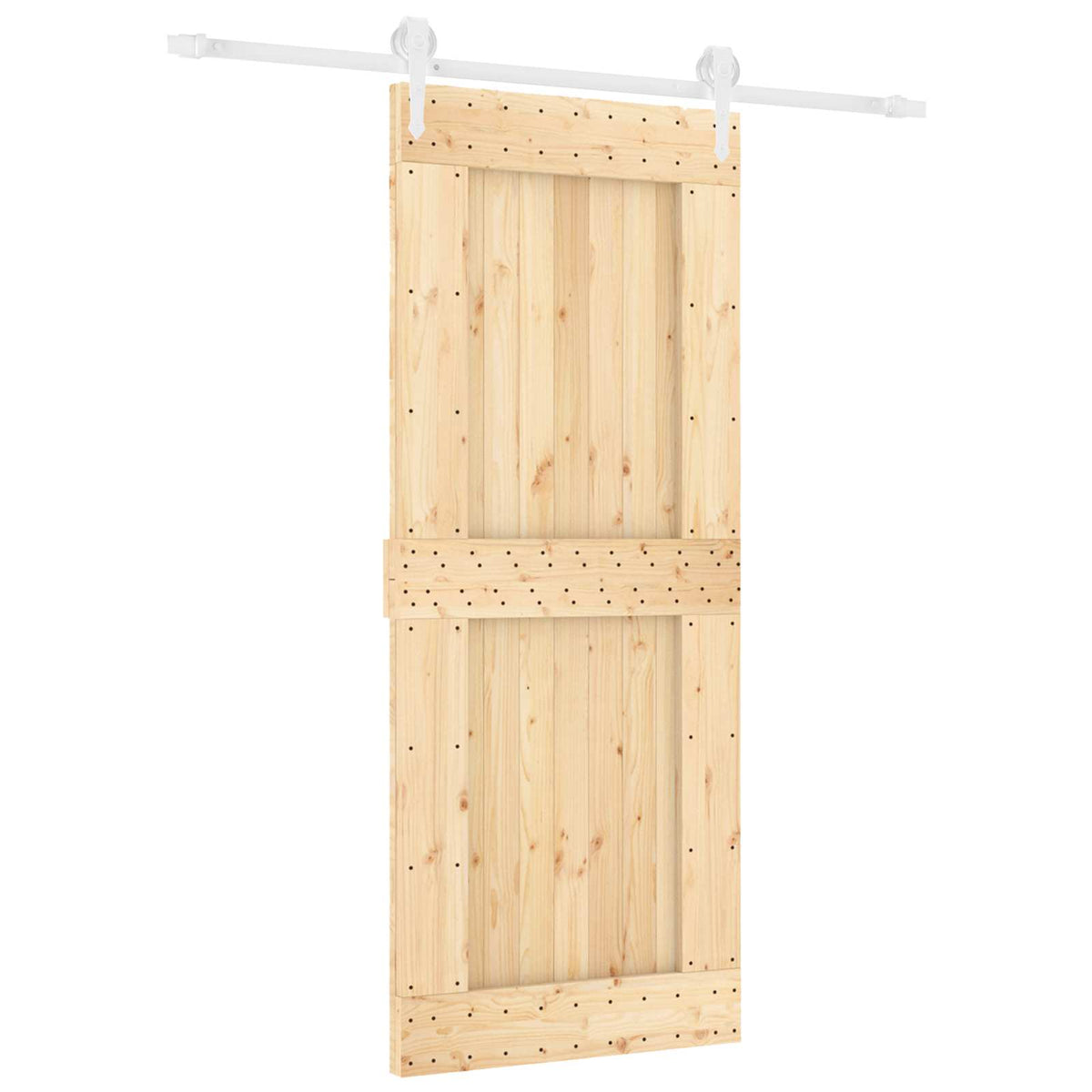 Sliding Door Natural and White 85 x 210 cm Solid Pine Wood