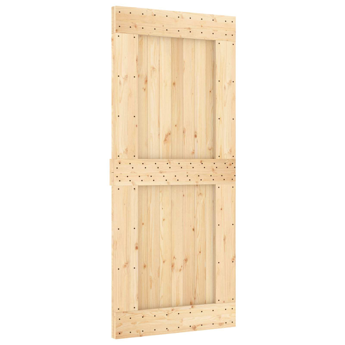 Sliding Door Natural and White 90 x 210 cm Solid Pine Wood