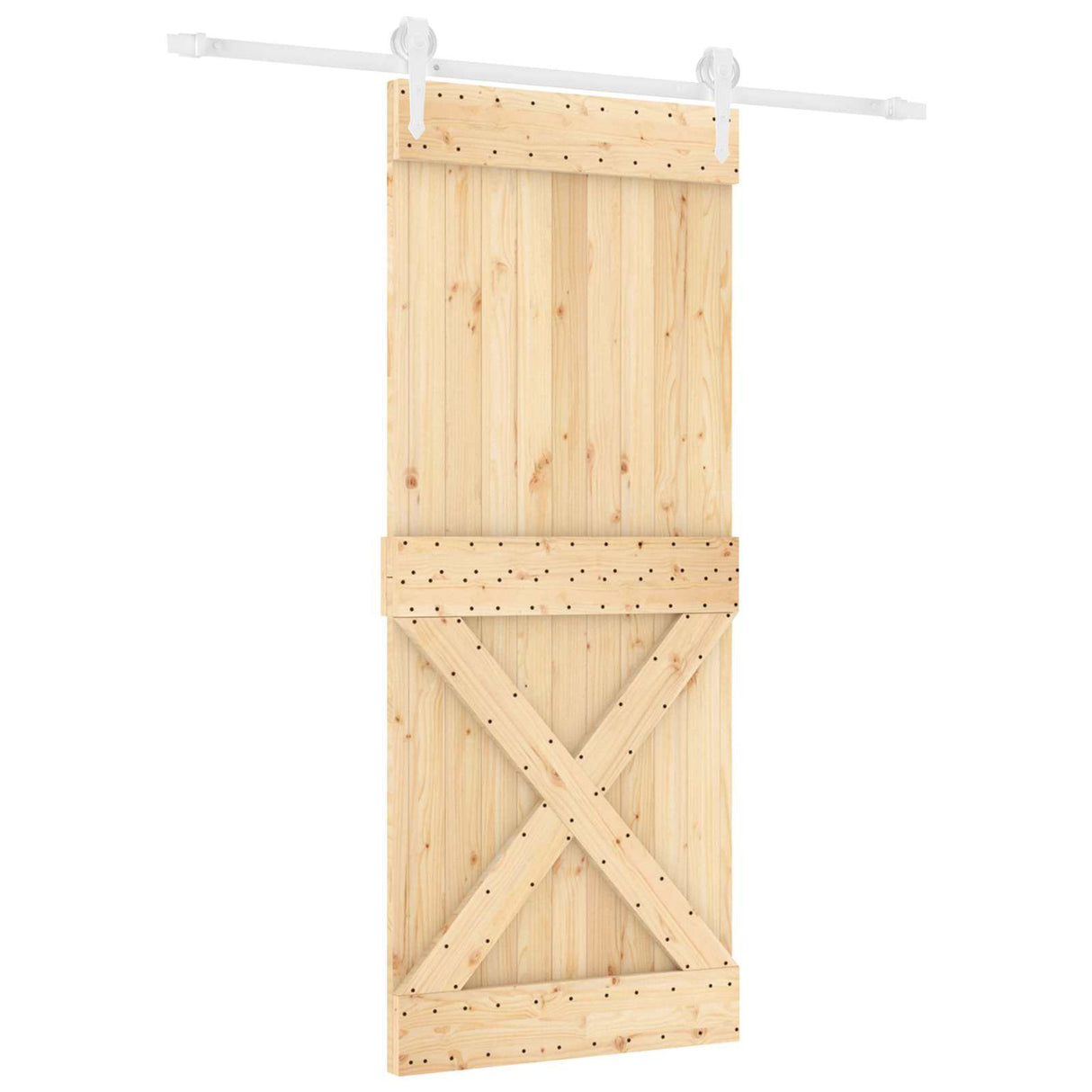 Sliding Door Natural and White 85 x 210 cm Solid Pine Wood