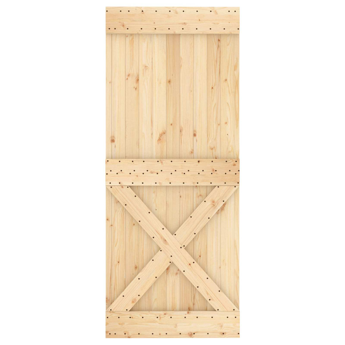 Sliding Door Natural and White 85 x 210 cm Solid Pine Wood