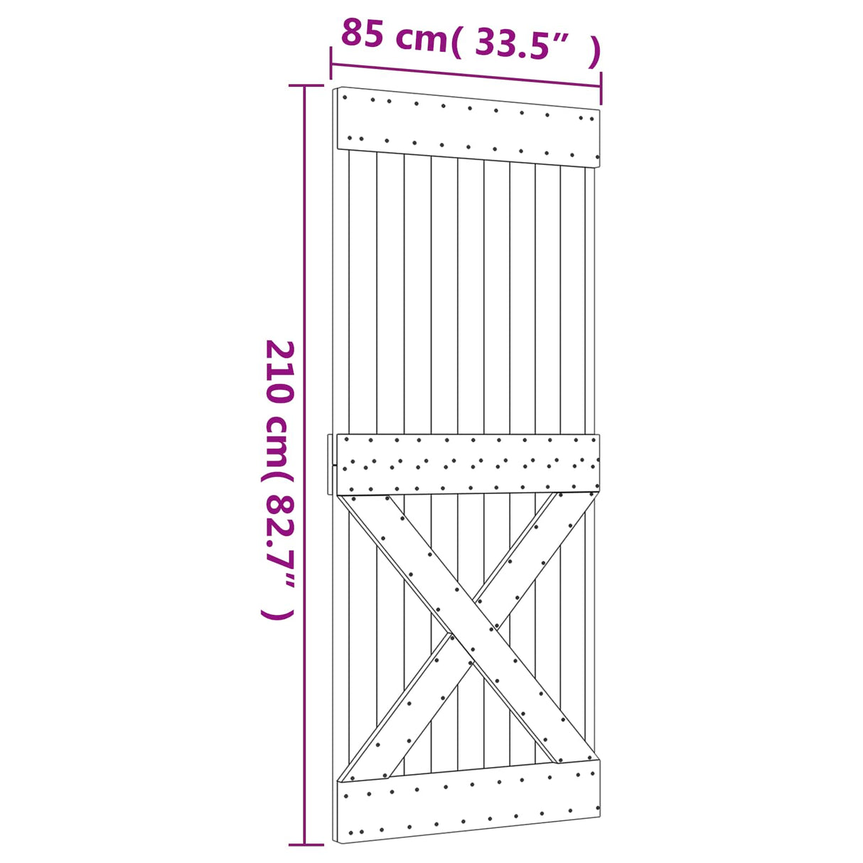 Sliding Door Natural and White 85 x 210 cm Solid Pine Wood