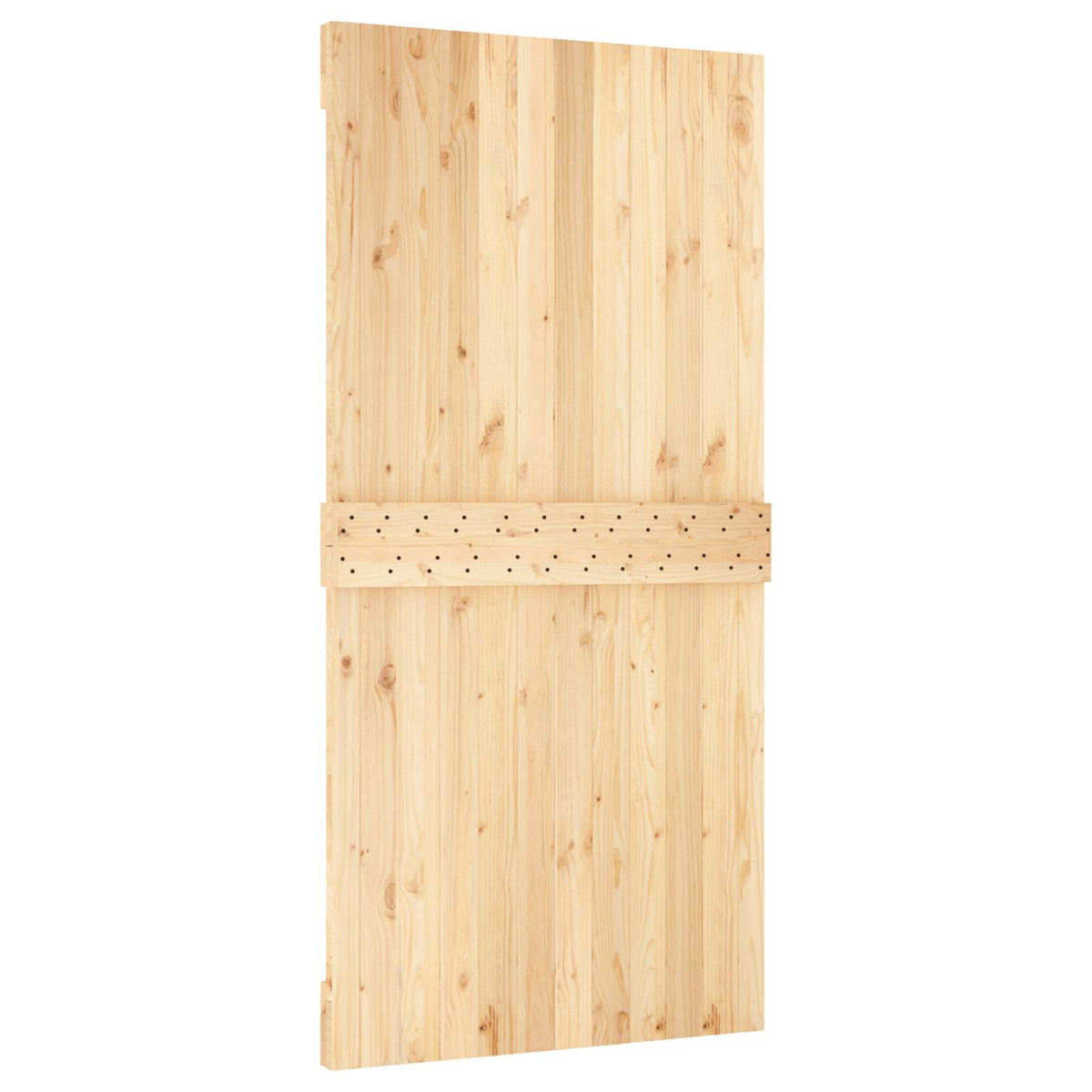 Sliding Door Natural and Black 100 x 210 cm Solid Pine Wood