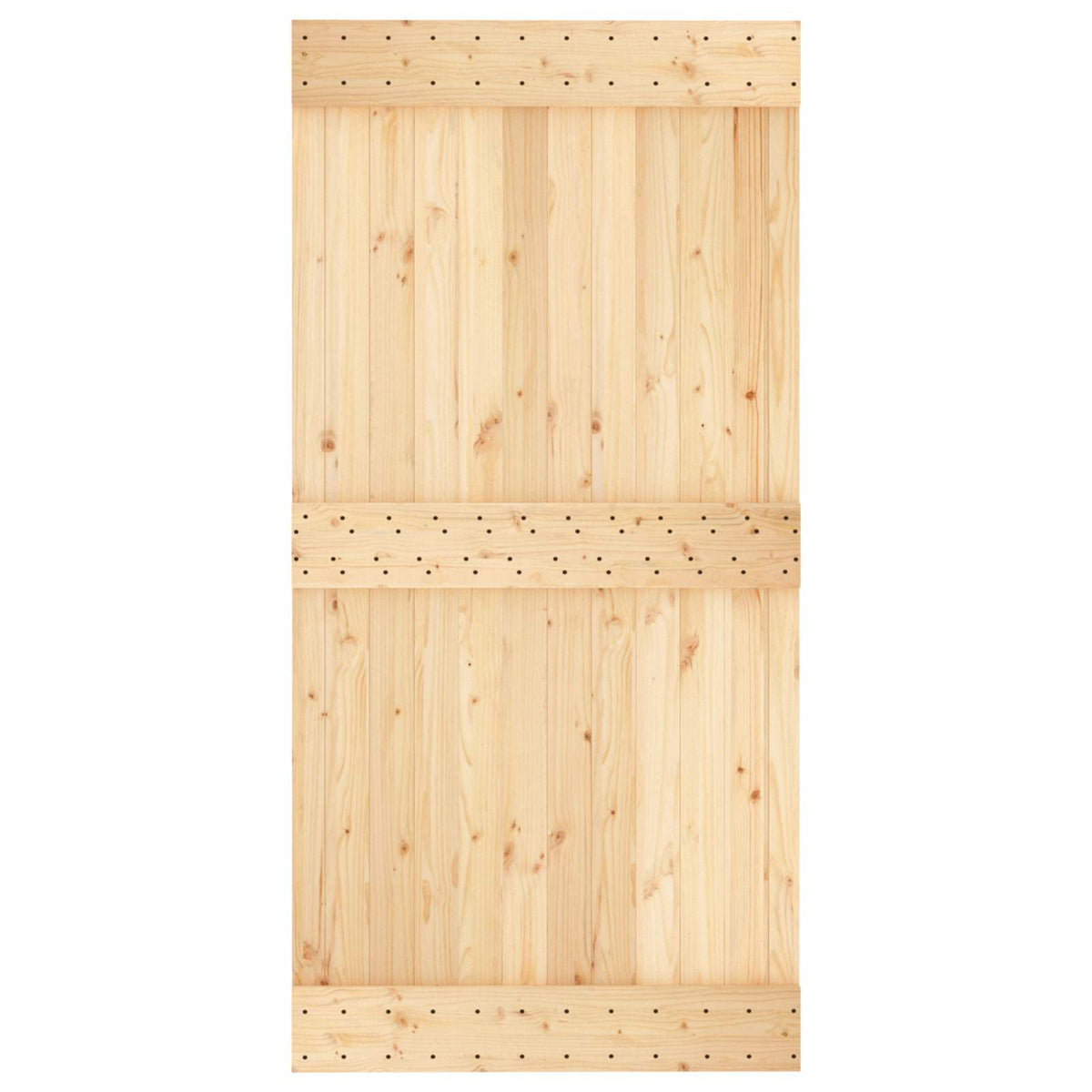 Sliding Door Natural and Black 100 x 210 cm Solid Pine Wood