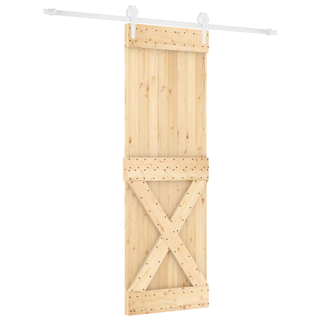 Sliding Door Natural and White 80 x 210 cm Solid Pine Wood