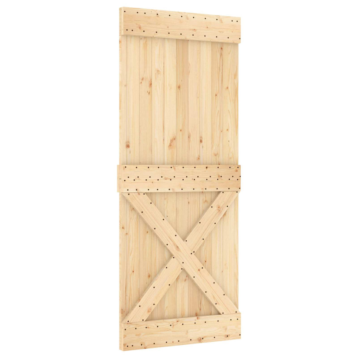 Sliding Door Natural and White 100 x 210 cm Solid Pine Wood