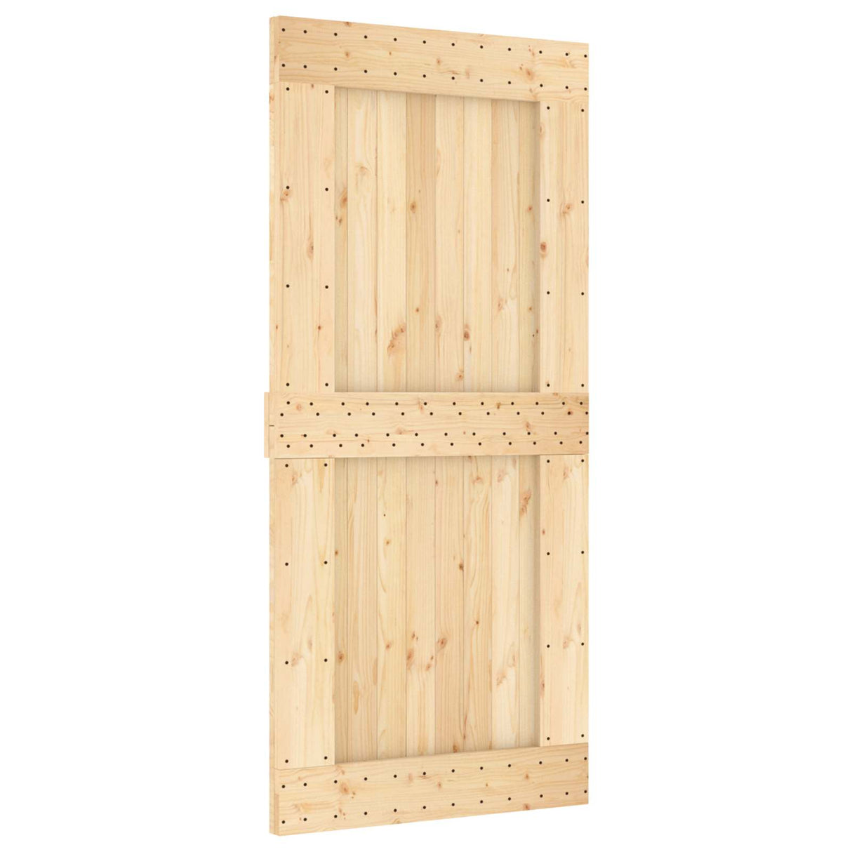 Sliding Door Natural and White 95 x 210 cm Solid Pine Wood