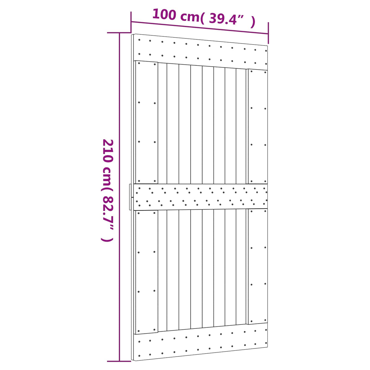 Sliding Door Natural and White 100 x 210 cm Solid Pine Wood