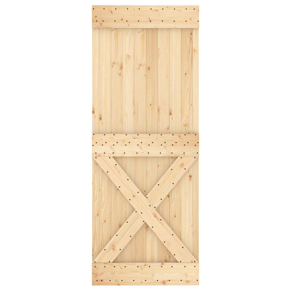 Sliding Door Natural and White 80 x 210 cm Solid Pine Wood