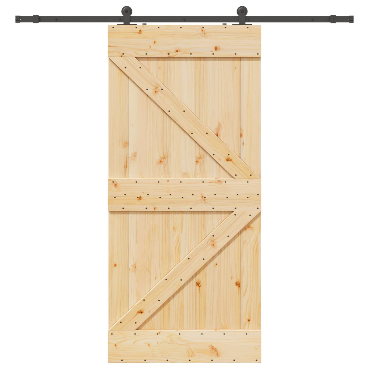 Sliding Door NARVIK Natural and Black 90 x 210 cm (213.5 cm)