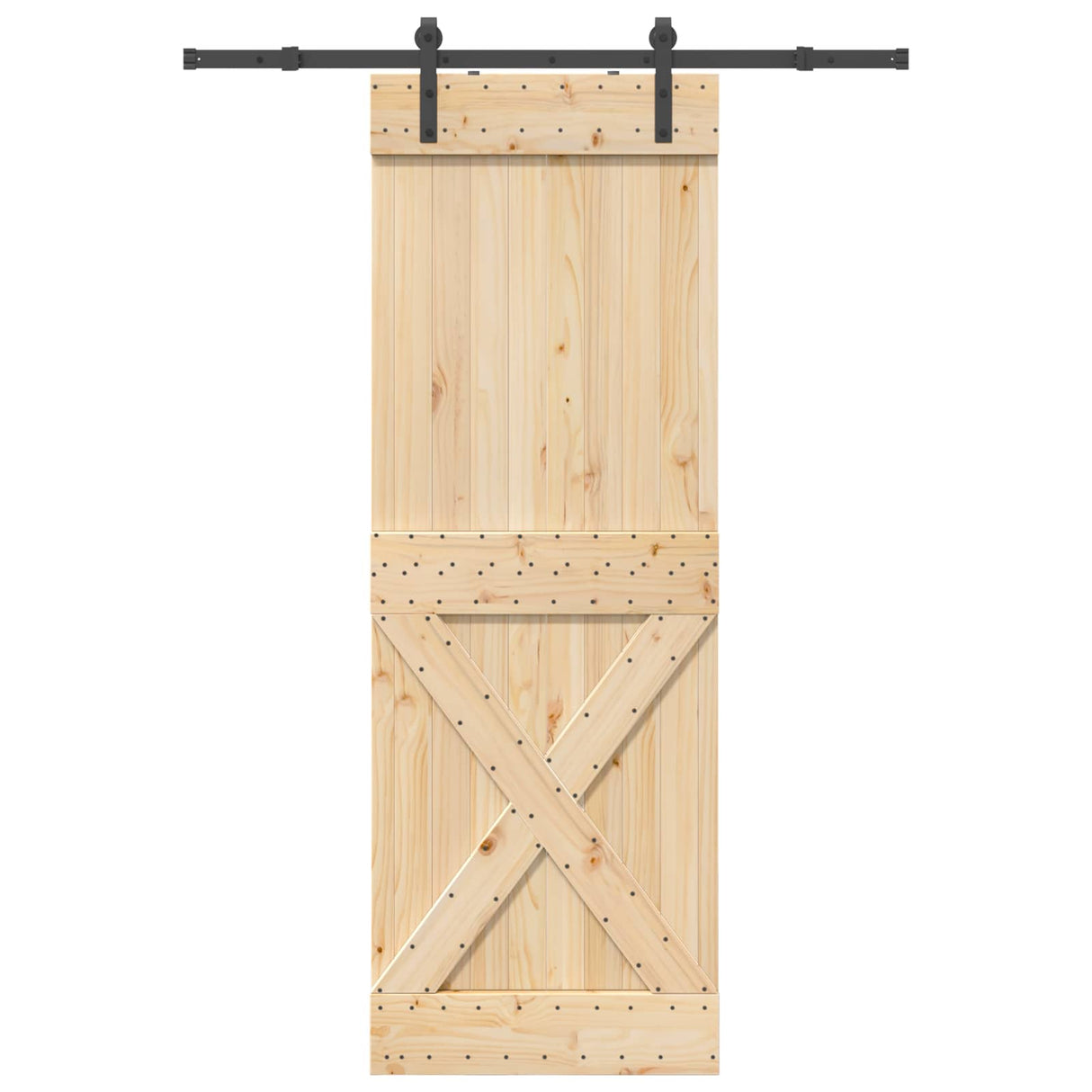 Sliding Door NARVIK Natural and Black 80 x 210 cm (152.5 cm)