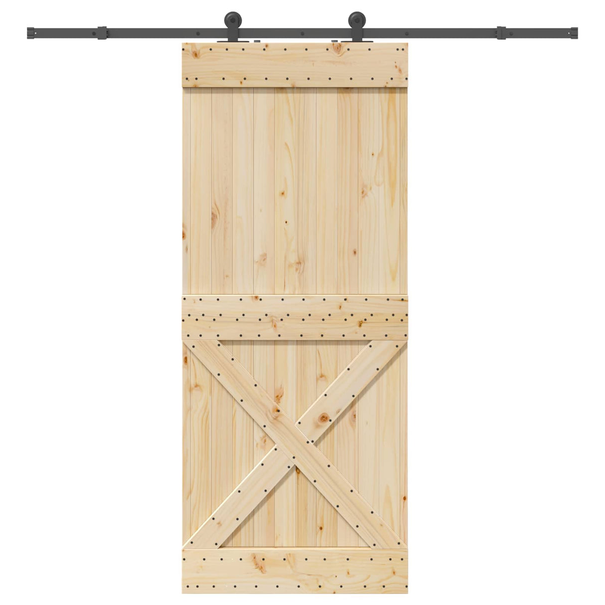 Sliding Door NARVIK Natural and Black 95 x 210 cm (213.5 cm)
