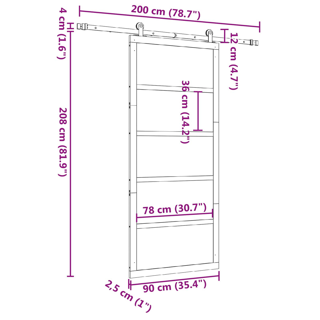 Sliding Door Natural 90 x 208 cm Solid Pine Wood