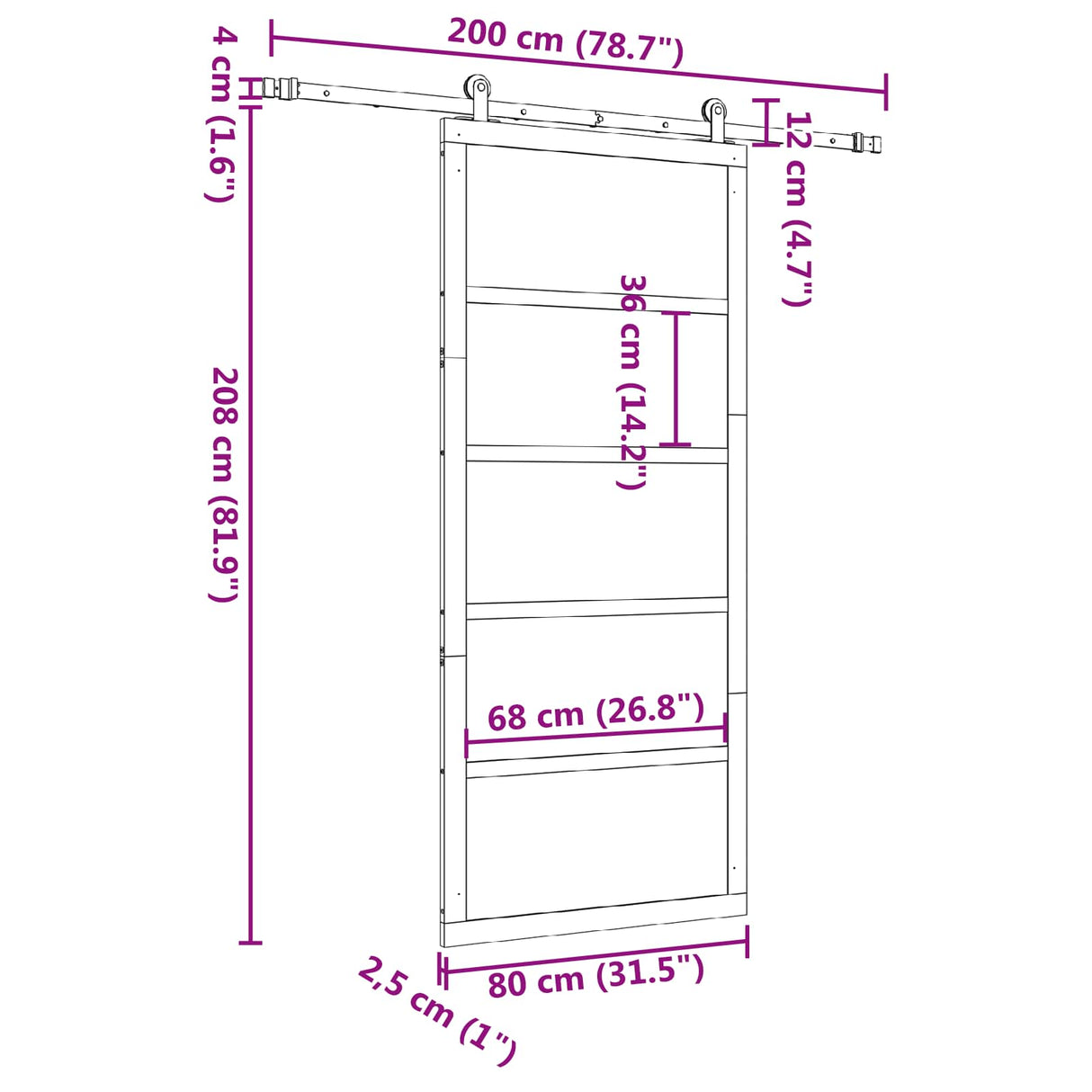 Sliding Door Natural 80 x 208 cm Solid Pine Wood