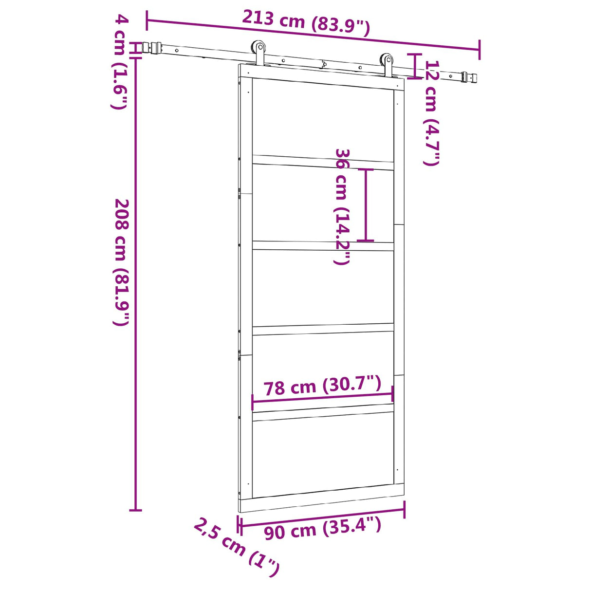 Sliding Door Natural 90 x 208 cm Solid Pine Wood