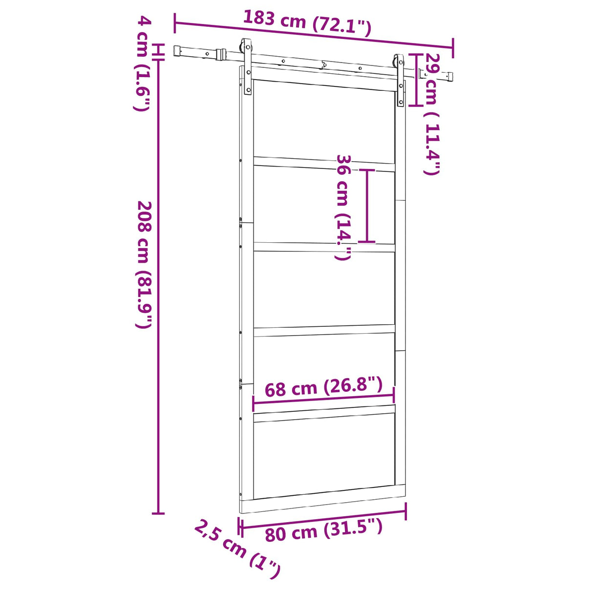 Sliding Door Natural 80 x 208 cm Solid Pine Wood