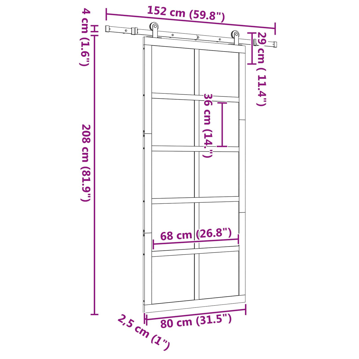 Sliding Door Natural 80 x 208 cm Solid Pine Wood