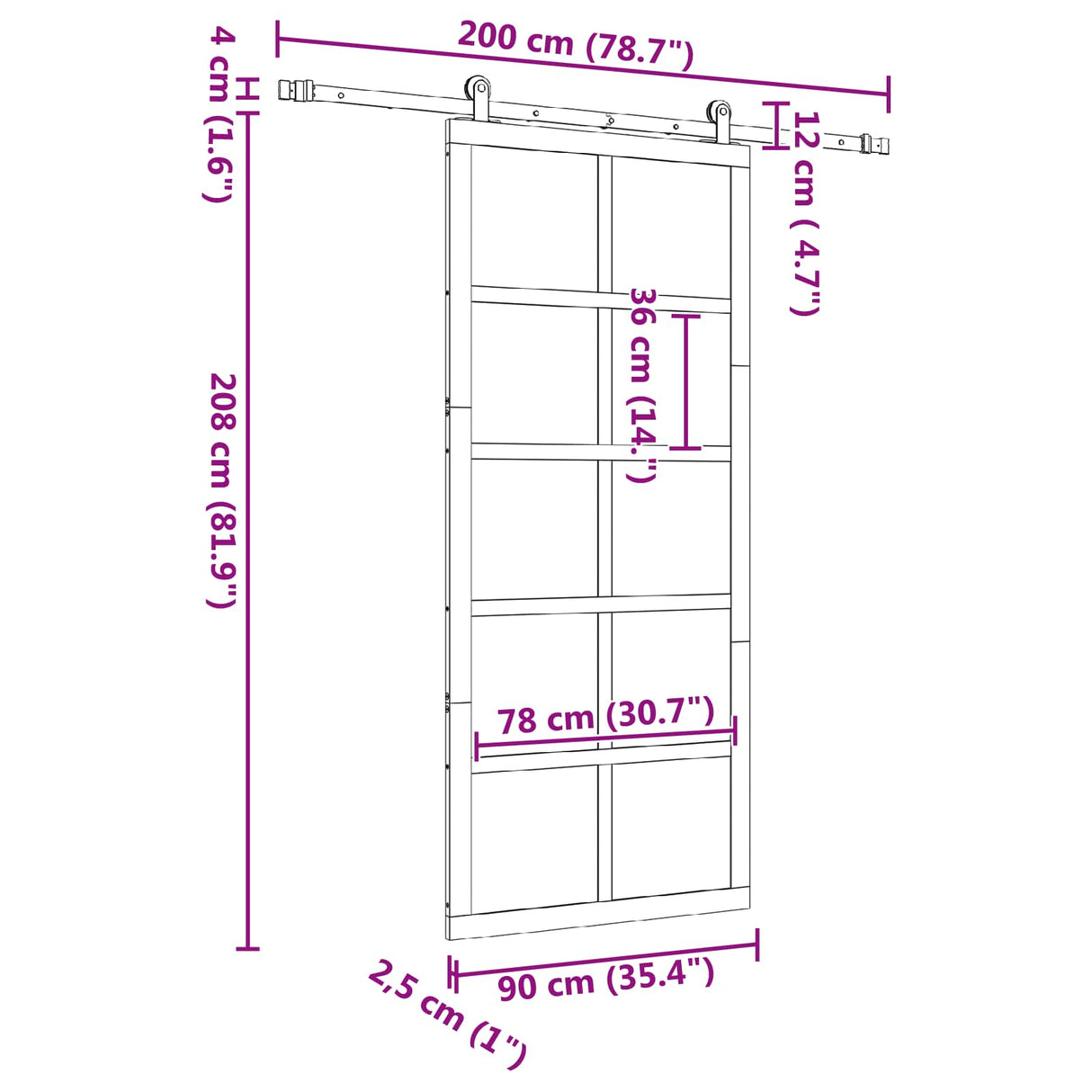 Sliding Door Natural 90 x 208 cm Solid Pine Wood