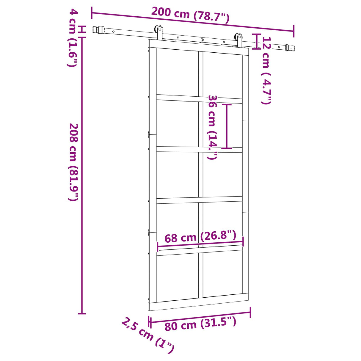 Sliding Door Natural 80 x 208 cm Solid Pine Wood
