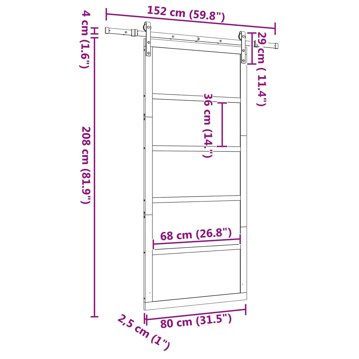 Sliding Door Natural 80 x 208 cm Solid Pine Wood