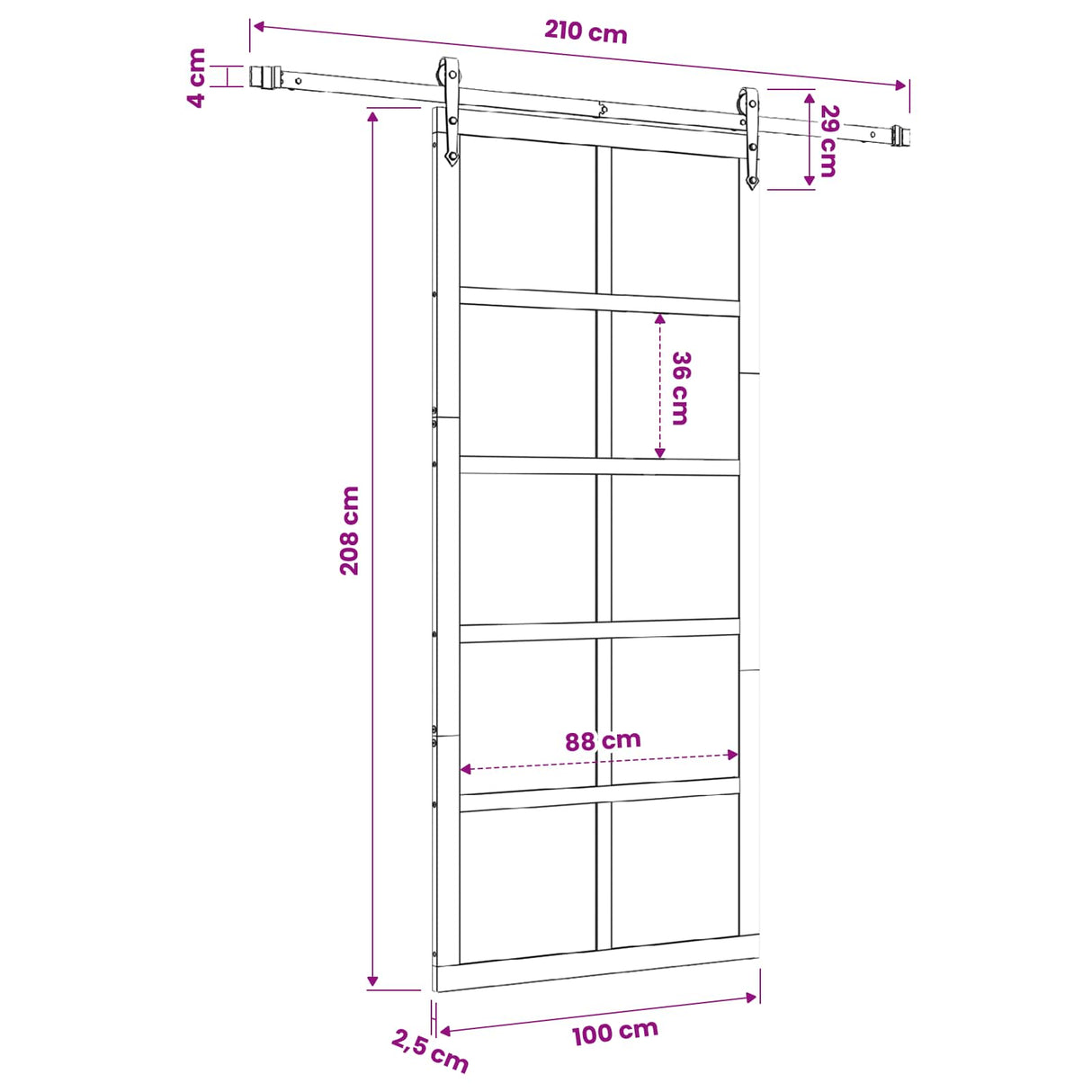 Sliding Door Natural 100 x 208 cm Solid Pine Wood