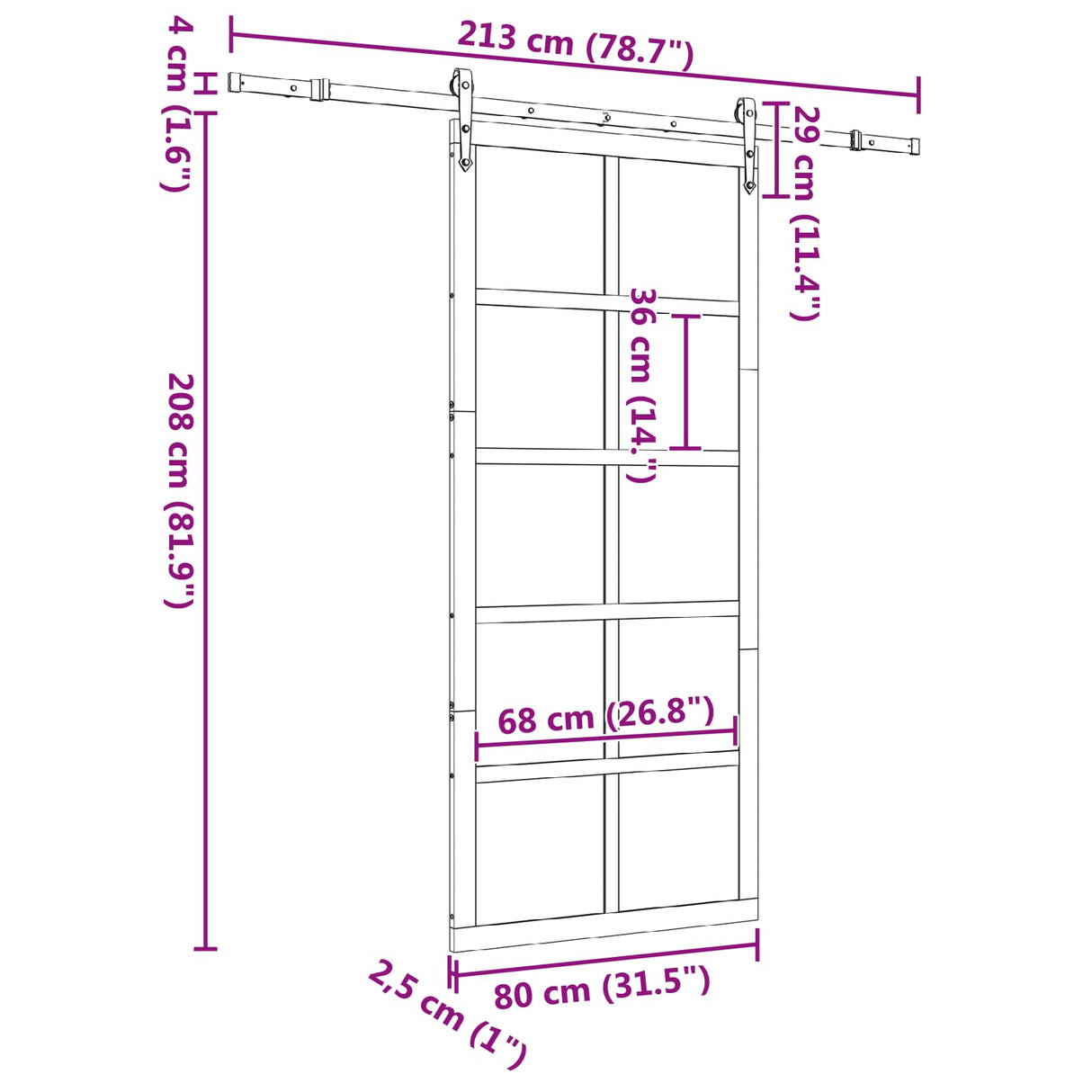 Sliding Door Natural 80 x 208 cm Solid Pine Wood