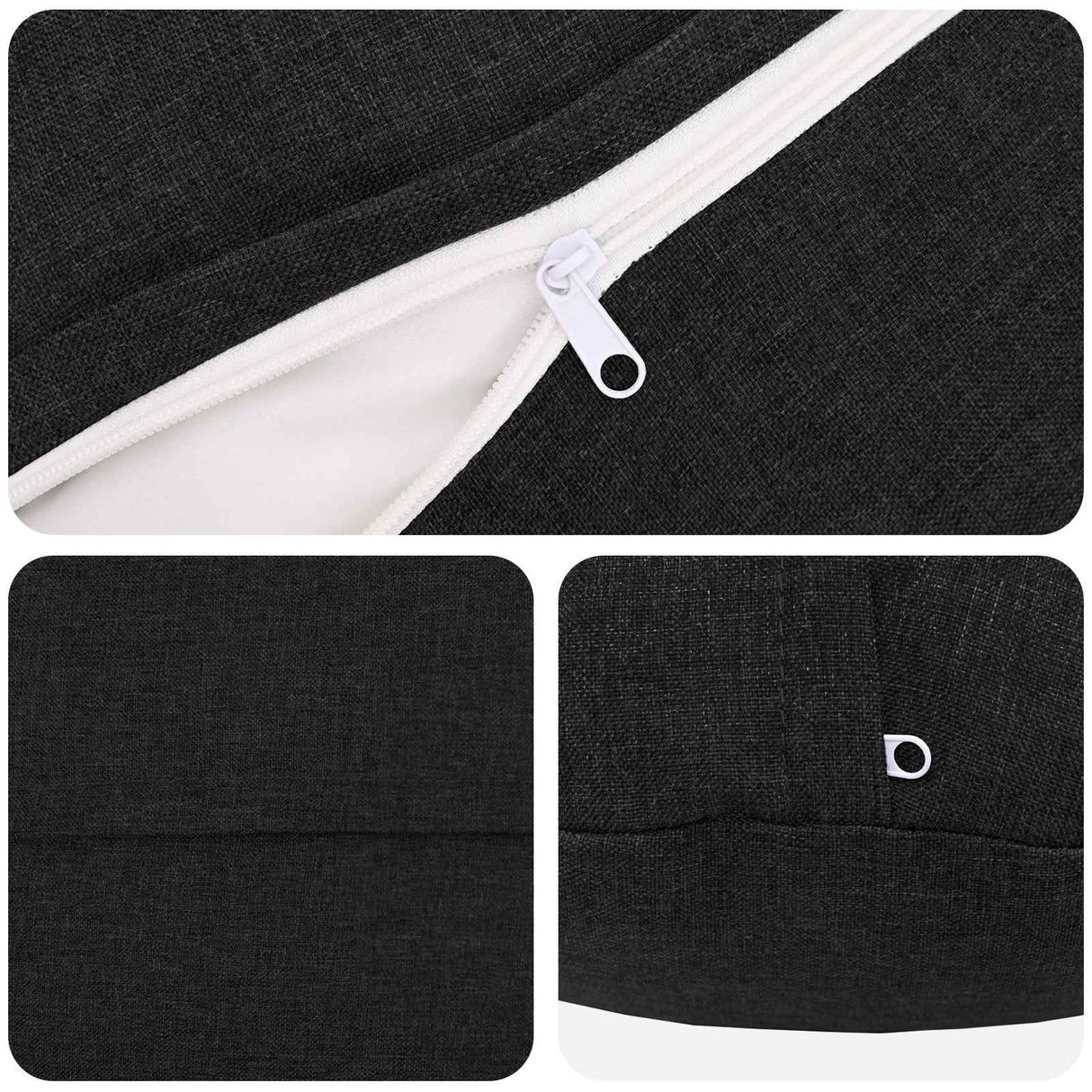 Cushion with Pillow HEERLEN 6 pcs Black Fabric