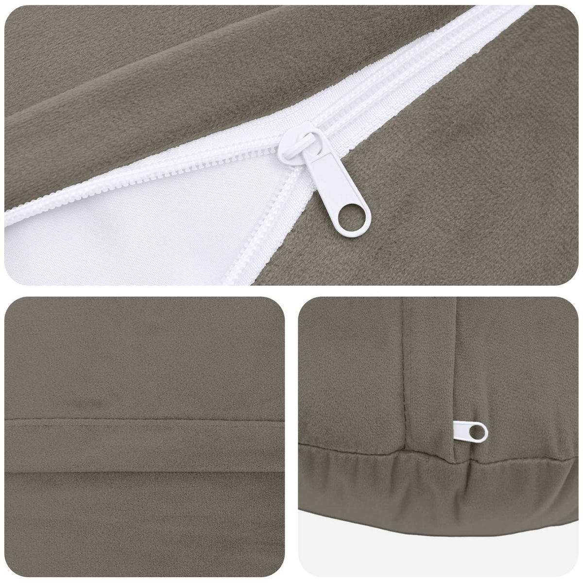 Cushion with Pillow HEERLEN 6 pcs Light Grey Velvet