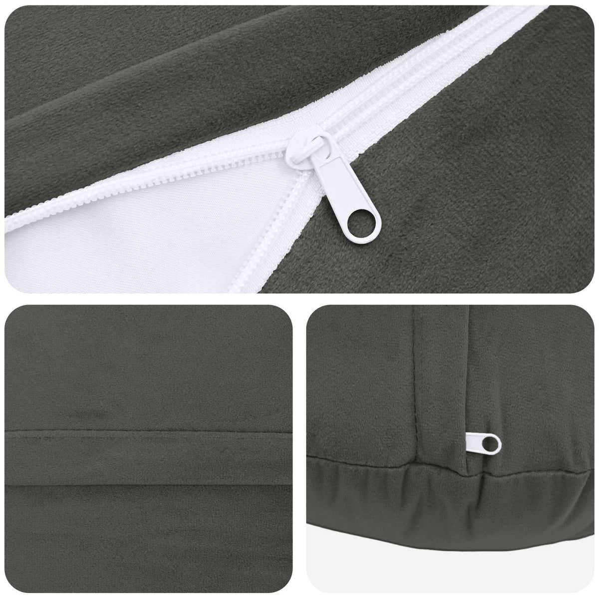 Cushion with Pillow HEERLEN 2 pcs Dark Grey Velvet