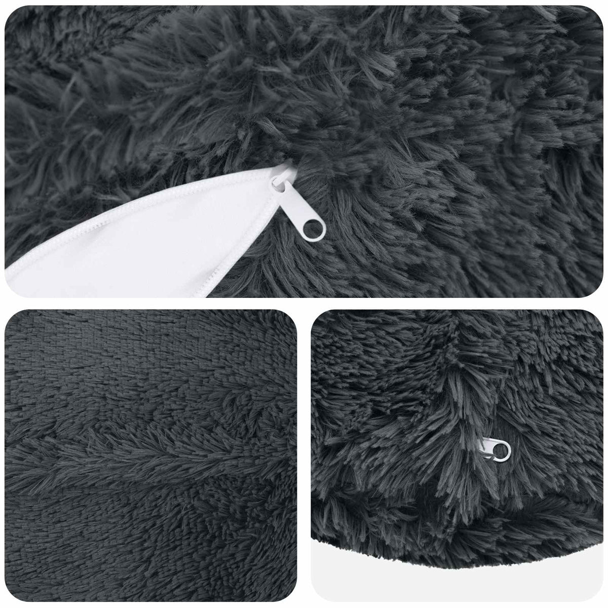 Cushion with Pillow HEERLEN 6 pcs Anthracite PV Fleece
