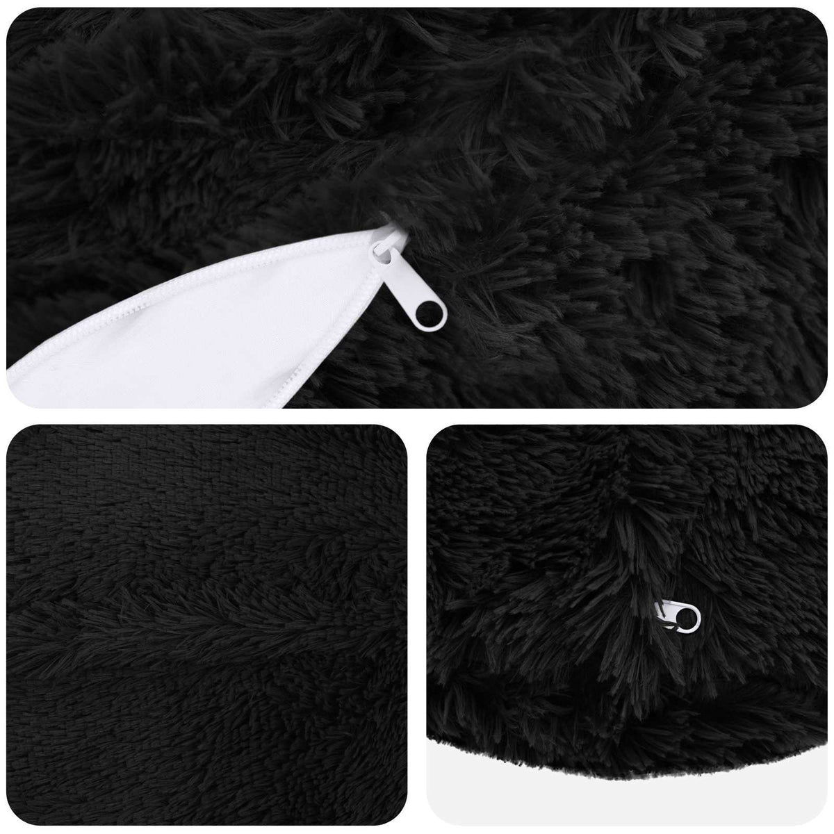 Cushion with Pillow HEERLEN 6 pcs Black PV Fleece