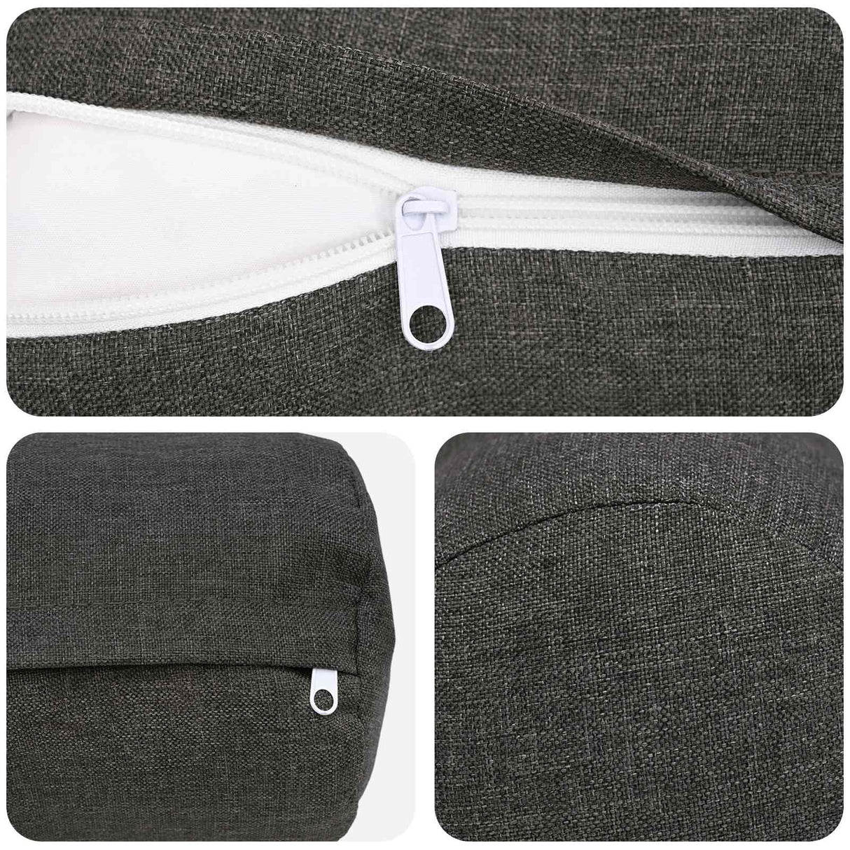 Cushion with Pillow HEERLEN 2 pcs Dark Grey Fabric