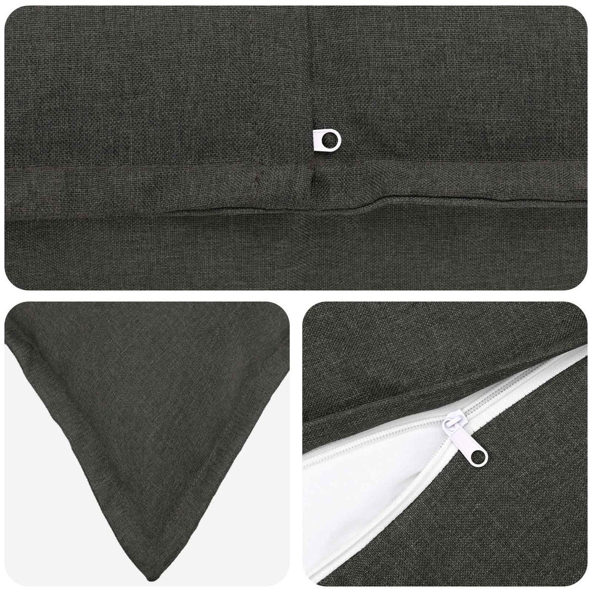 Cushion with Pillow HOUTEN 6 pcs Dark Grey Faux Linen