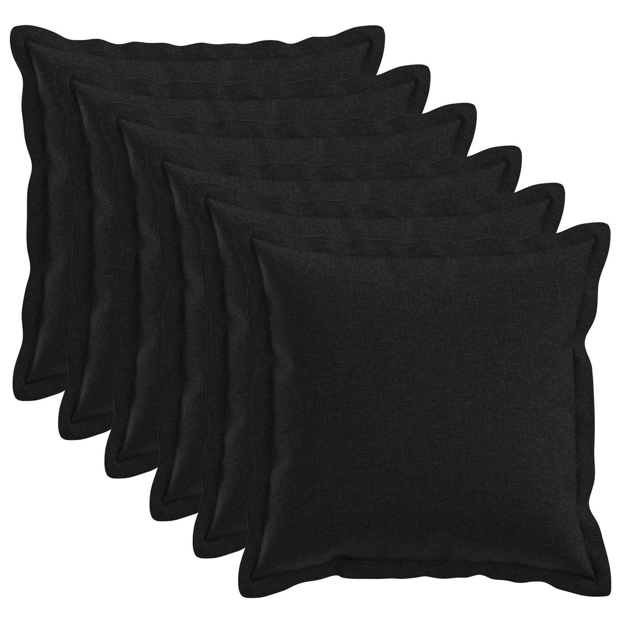 Cushion with Pillow HOUTEN 6 pcs Black Faux Linen