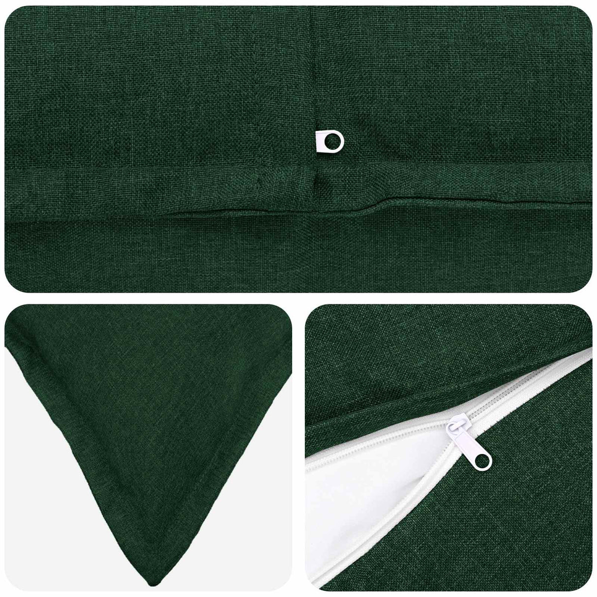 Cushion with Pillow HOUTEN 2 pcs Dark Green Faux Linen